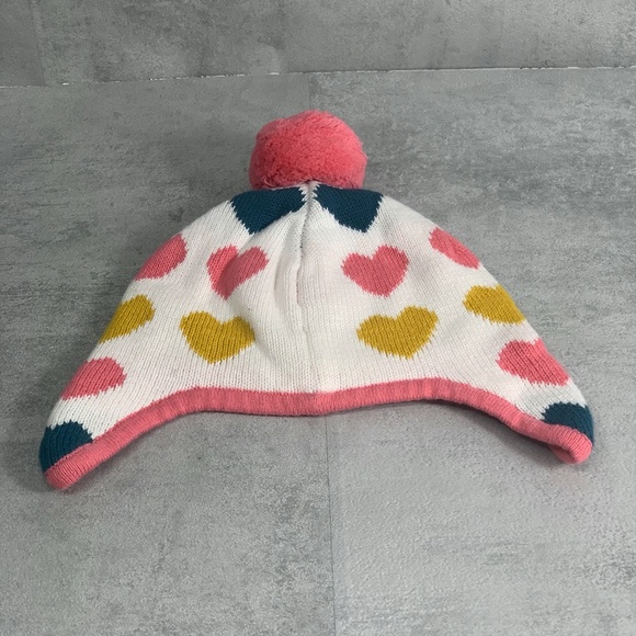 Tucker + Tate Heart Print Pompom Knit Earflap Bean - Picture 3 of 7